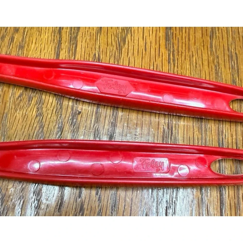 Vintage Foley Red Nylon Plastic Slotted and‎ Serving Spoon Set